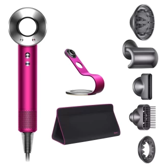 Фен Dyson Supersonic HD07 (фуксия/яркий никель) с 5 насадками, дорожным чехлом и подставкой