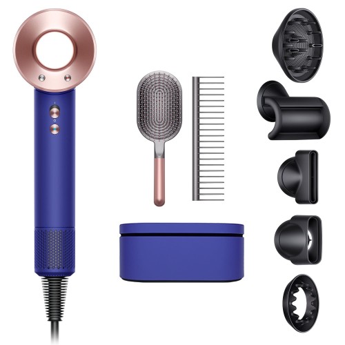 Фен Dyson Supersonic HD07 (Vinca blue и Rosé) с 5 насадками в чехле и расческами