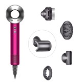 Фен Dyson Supersonic HD07 (фуксия/яркий никель) с 5 насадками, дорожным чехлом и подставкой