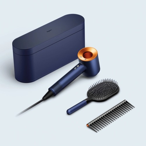Фен Dyson Supersonic HD07 синий медный с 5 насадками в чехле и расческами