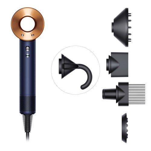 Фен Dyson Supersonic HD07 (берлинская лазурь/медный) с 5 насадками в чехле и расческами