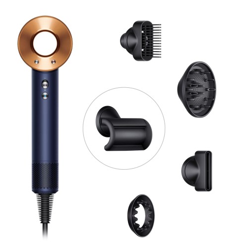Фен Dyson Supersonic HD07 (берлинская лазурь/медный) с 5 насадками в чехле и расческами